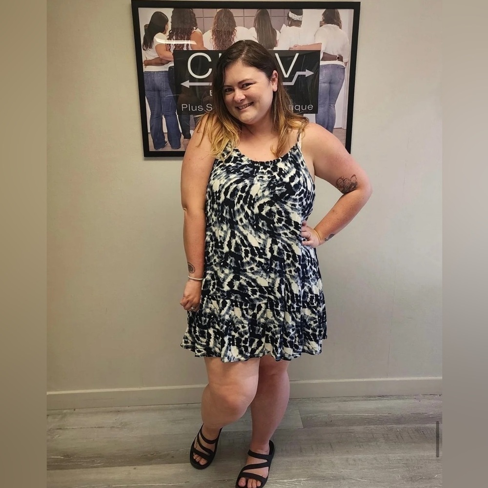 Bobeau Black & White Flowy Sundress - Size 1x
